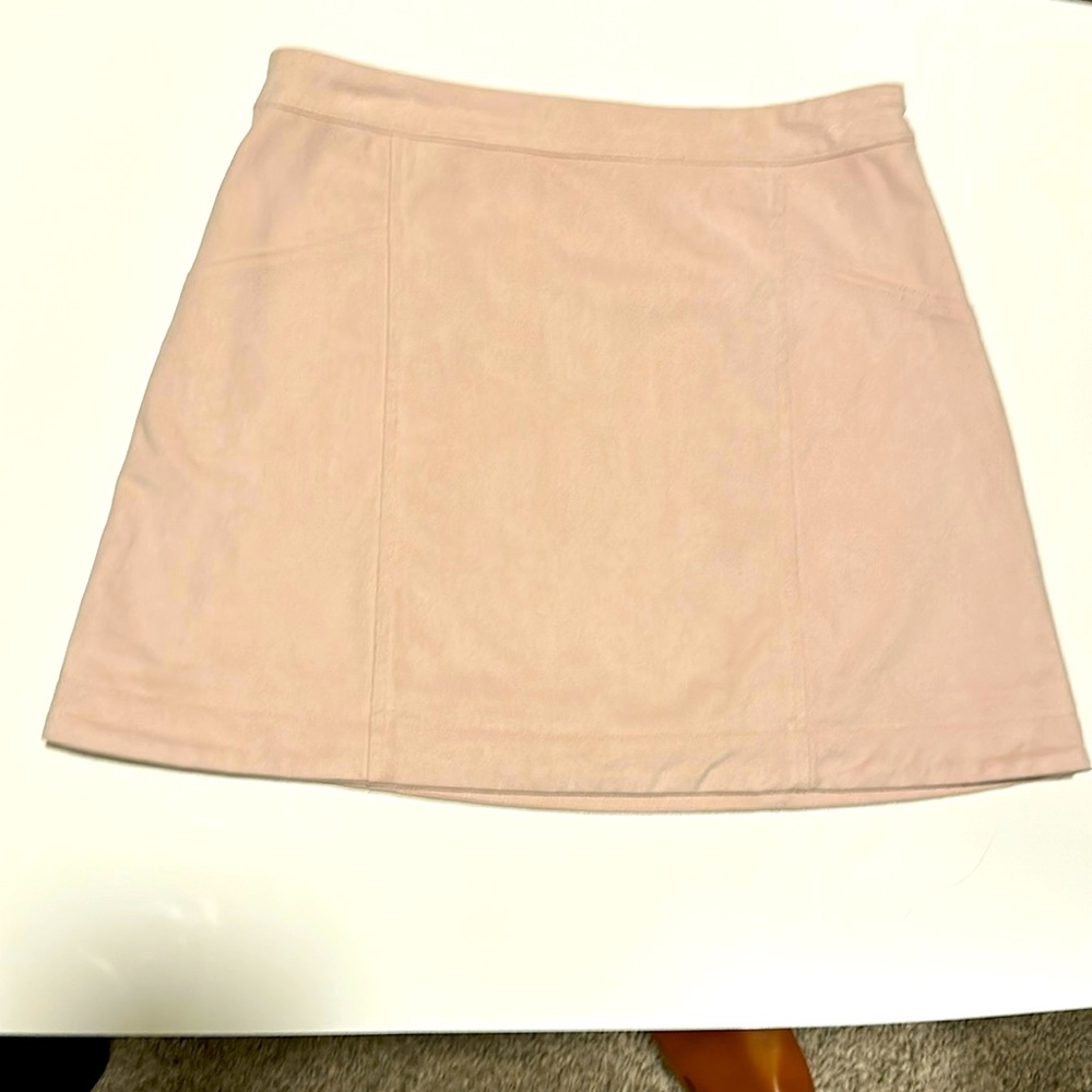 Abercrombie & Fitch faux suede leather dusty pink A-line mini skirt size 4